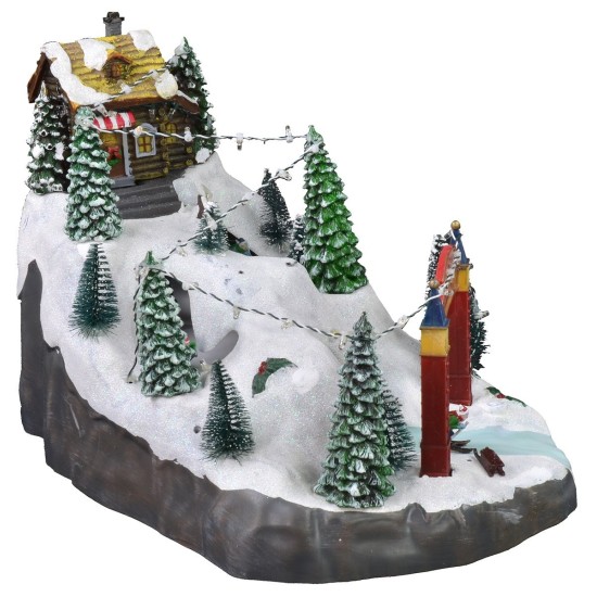 Christmas scenery with battery-operated ski slope cm 22x36,5x24