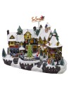 Christmas village with flying Santa Claus, battery operated cm