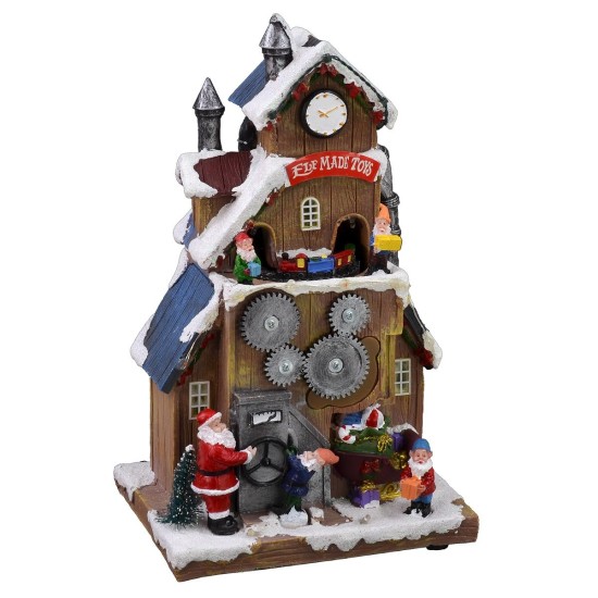 Santa's house with battery operated gears cm 17,5x13,5x29 h