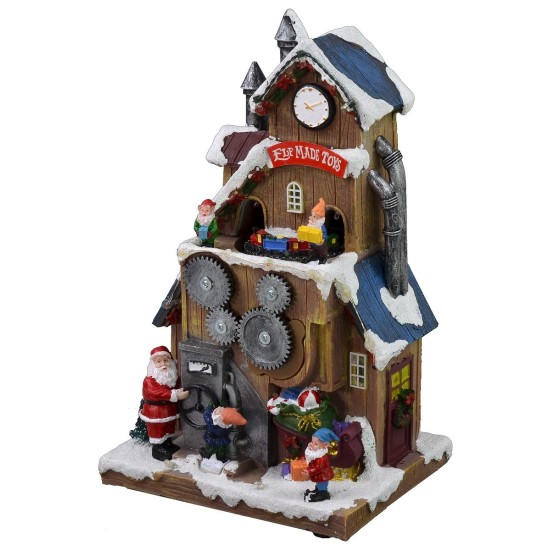 Santa's house with battery operated gears cm 17,5x13,5x29 h