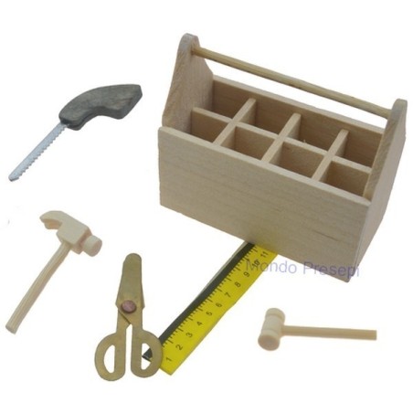 Set 5 utensili da falegname con cassetta porta attrezzi