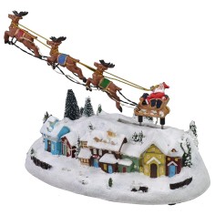 Christmas village with Santa on a sleigh, battery operated 2