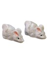 Juego de 2 ratoncitos blancos de resina de 1,5x1x1 cm h