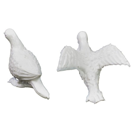 Set of 2 plastic doves for nativity scene