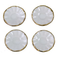 Set 4 piatti in ceramica con bordo decorato con dettaglio in