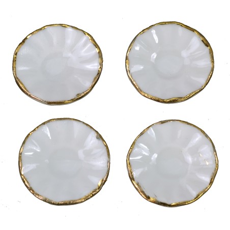 Set of 4 ceramic plates with border decorated with gold detail