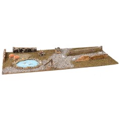 Base in legno per Presepe con laghetto cm 76x40 Mondo Presepi