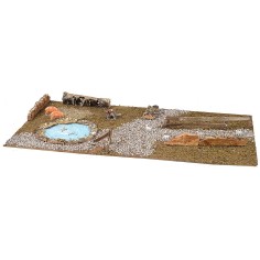 Wooden base for Nativity scene with pond 76x40 cm 2