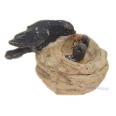 Rondine e uccellini nel nido 1,5 cm Mondo Presepi