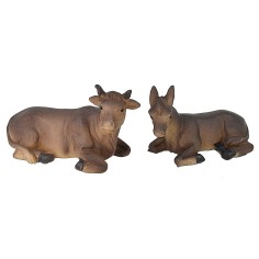 Ox and donkey set in resin for Nativity 8 cm 2