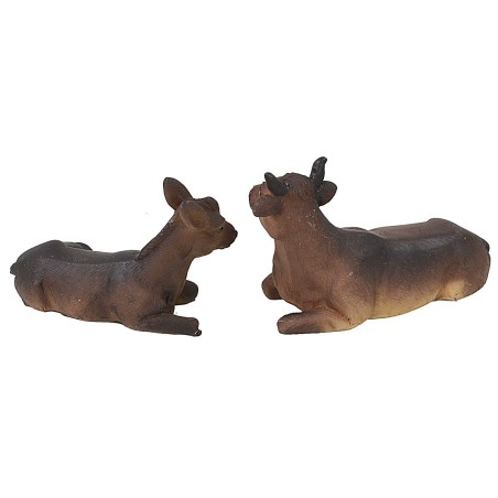 Conjunto de buey y burro de resina para Natividad de 8 cm Mondo Presepi