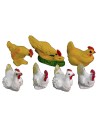 Juego de 7 gallinas en PVC de 2,5-4 cm