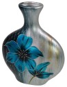Jarrón decorativo con flores y adornos en relieve cm 28x10x34 h