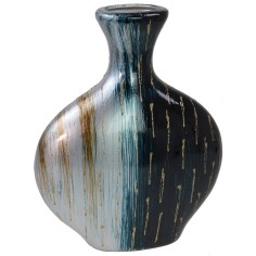 Decorative vase with flowers and embossed ornaments cm 28x10x34 2