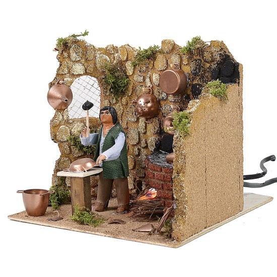 Ramaio in movimento 10 cm con effetto fuoco cm 18x20x16 h Mondo