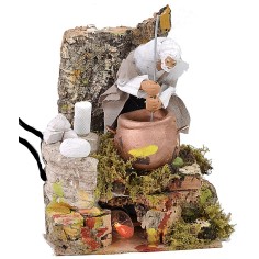 Quesero en movimiento de 12 cm con efecto fuego, medidas 14x19,5x17 cm h.