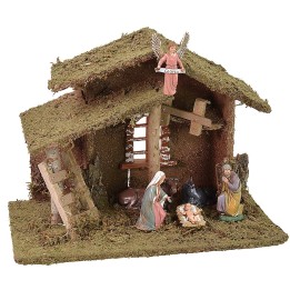 Hut with ladder and window cm 33x18x25 h complete Nativity