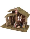 Stable with ladder and window 33x18x25 cm complete Nativity