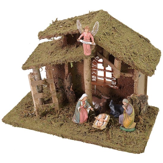 Hut with ladder and window cm 33x18x25 h complete Nativity