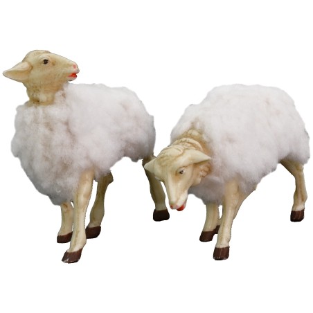 Set of 2 sheep with wool for 30 cm statues