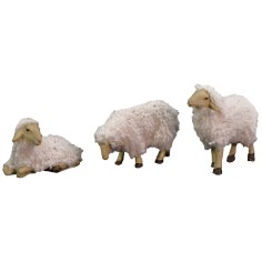 Set de 3 ovejas de resina con lana para estatuas de 10-12 cm 2