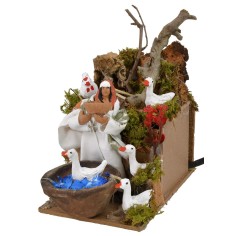 Peasant woman with moving geese 10 cm