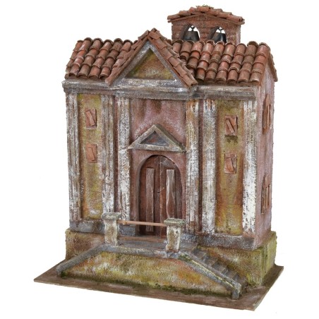 Church with bells and double staircase 34.5x20x22.5 cm h for