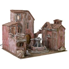 Plaza iluminada con fuente funcionando 60x50x45 para estatuas 2