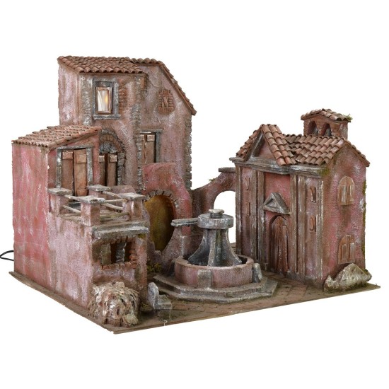 Plaza iluminada con fuente funcionando 60x50x45 para estatuas