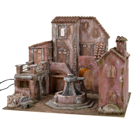 Plaza iluminada con fuente funcionando 60x50x45 para estatuas