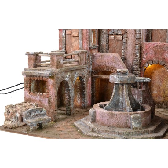 Plaza iluminada con fuente funcionando 60x50x45 para estatuas