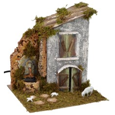 Farmhouse with working fountain cm 24x21x25.5 h