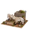 Pecore in movimento alla mangiatoia cm 15x15x8 h
