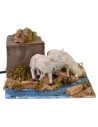 Pecore in movimento che bevono da un ruscello cm 15x15x8,5 h