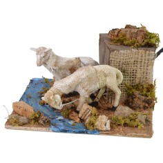 Moving sheep drinking from a stream cm 15x15x8,5 h 2