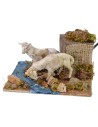 Moving sheep drinking from a stream cm 15x15x8,5 h