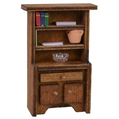 Wooden sideboard with books and ornaments cm 6,8x2,8x10,2 h