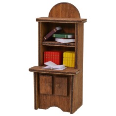 Librería de madera con escritorio y libros cm 5,5x4x12,5 h