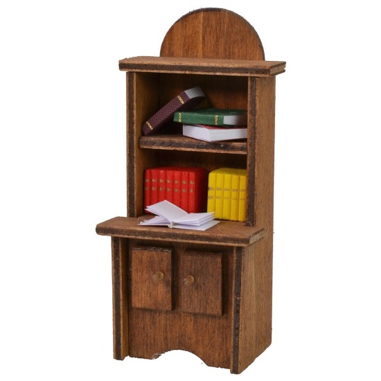 Librería de madera con escritorio y libros cm 5,5x4x12,5 h