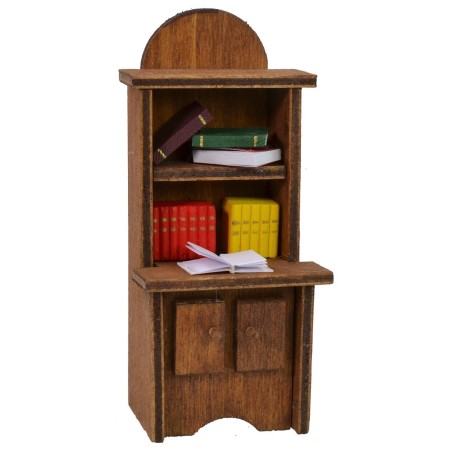 Wooden bookcase with writing desk and books cm 5,5x4x12,5 h