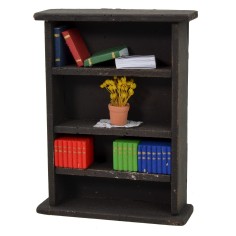 Credenza in resina nera con libri e fiori cm 9x3x12 h 2