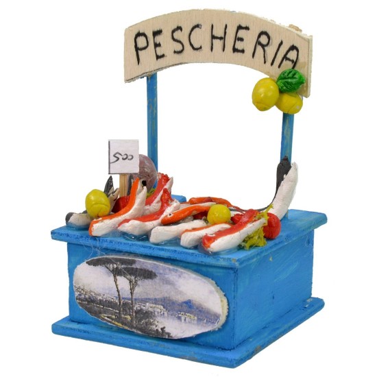 Banchetto pescivendolo con insegna cm 6x6x9 h Mondo Presepi