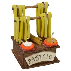Bancada de pasta con cartel cm 6x6x8,5 h Mundo Pesebre