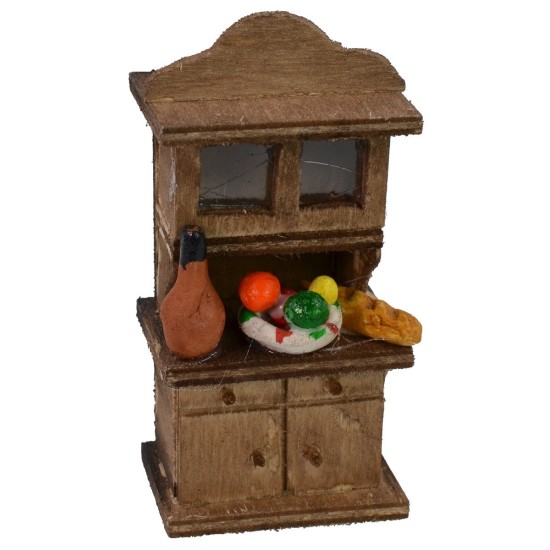 Credenza in legno con vetrina cm 3,7x2,5x7,5 h Mondo Presepi