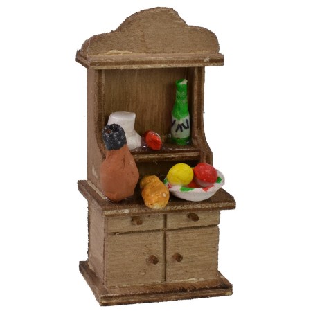 Wooden sideboard with various small parts 3.7x2.7x7.5 h
