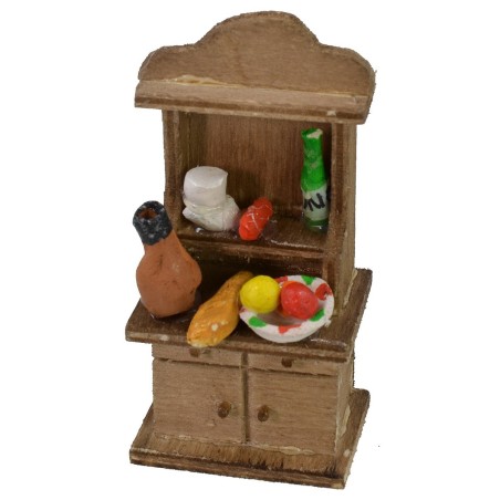 Wooden sideboard with various small parts 3.7x2.7x7.5 h
