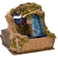 Fisherman in movement 10 cm series with functioning waterfall 2