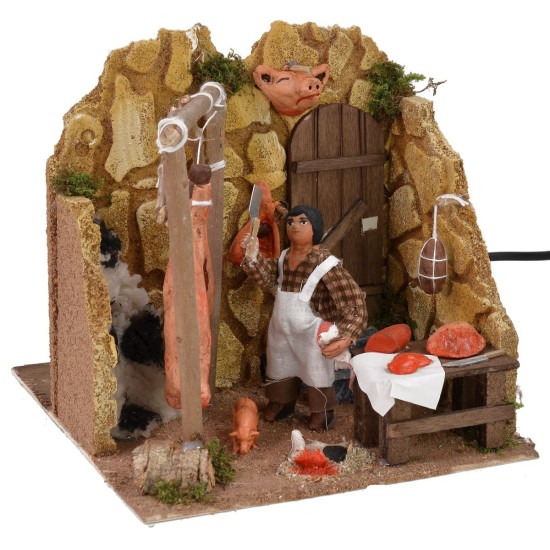 Carnicero 10 cm en movimiento cm 18x20x18 h Mundo Pesebres