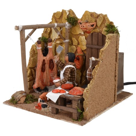 Macellaio 10 cm in movimento cm 18x20x18 h Mondo Presepi