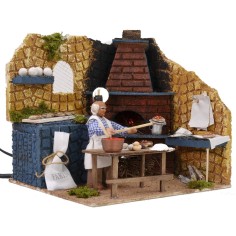 Pizzero de 10 cm en movimiento con horno funcionando cm